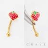 STRAWBERRY 316L SURGICAL STEEL CURVED BARBELL/EYEBROW